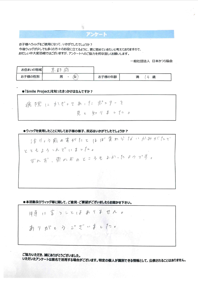 京都府 14歳 女の子